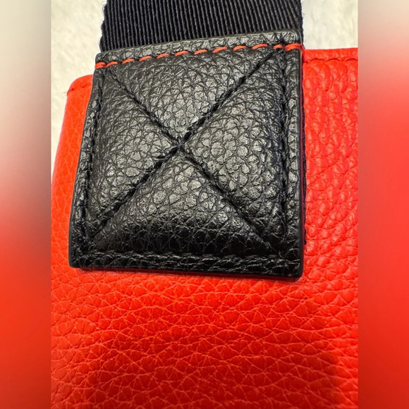 Furla Pebbled Leather Crossbody Bag - Red Orange & Black Unisex - Picture 16 of 16